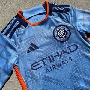 Adidas NYC New York City FC Football Club Authentic Soccer Aeroready Jersey 7-8Y
